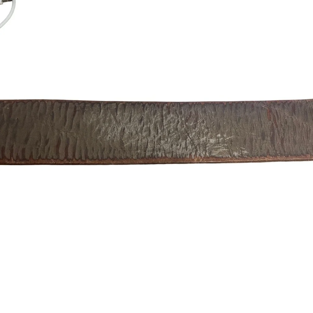 American Eagle Brown Metallic Textured Leather Belt Silver Buckle Boho Medium